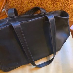 Black Coach Large Black Leather Shoulder Bag